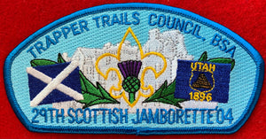 Trapper Trails Council 2004 29th Scottish Jamborette Commerative Edition CSP SA-37. Blue Border. Mint Condition.