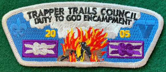 Trapper Trails Council 2005 Duty to God Encampment Commerative Edition CSP SA-40. Silver Border. Mint Condition.