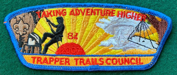 Trapper Trails Council 2007 Browning High Adventure [Base] Commerative Edition CSP SA-68. '84' Embroidered Number. Blue Border. Mint Condition.