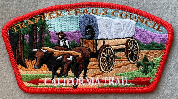 Trapper Trails Council CSP SA-82. 'California Trail' Text Over Red Arrow Detail. Red Border. Mint Condition.