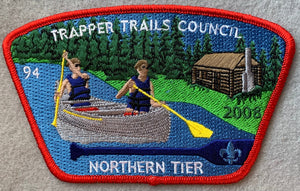 Trapper Trails Council 2008 Northern Tier Commerative CSP SA-86. '94' Embroidered Number. Red Border. Mint Condition.