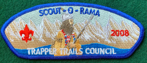 Trapper Trails Council 2008 Scout-O-Rama Commerative Edition CSP SA-98. Blue Mylar Border. Mint Condition.