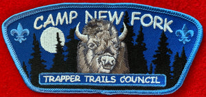 Trapper Trails Council Camp New Fork Commerative Edition CSP TA-22. Blue Border. Mint Condition.