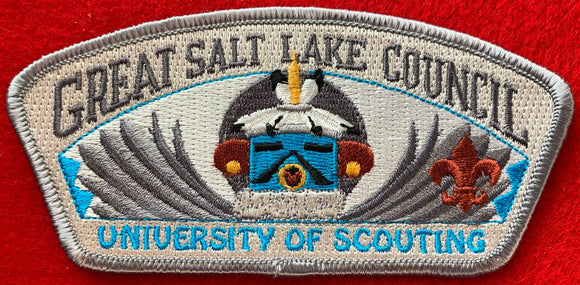 Great Salt Lake Council 2006 University of Scouting Commerative CSP SA-163. Silver Border. Cloth Back. Mint Condition.