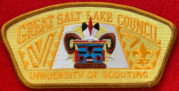 Great Salt Lake Council 2007 University of Scouting Commerative CSP SA-172. Light Brown Border. Plastic Back. Mint Condition.