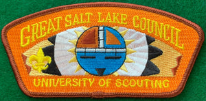 Great Salt Lake Council 2007 University of Scouting Commerative CSP SA-173. Dark Brown Border. Plastic Back. Mint Condition.