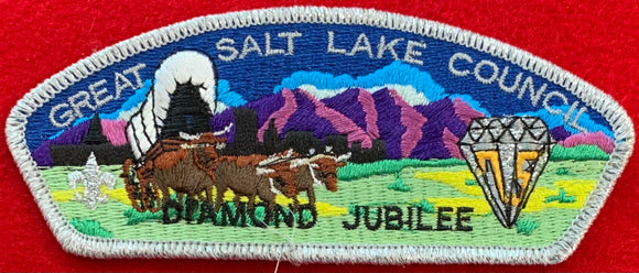 Great Salt Lake Council Diamond Jubilee (75th Anniversary) Commerative CSP SA-26. Silver Mylar Border. Mint Condition.