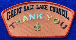 Great Salt Lake Council 'Thank You' Edition CSP SA-292. Bright Orange Background. Dark Orange Border. Mint Condition.