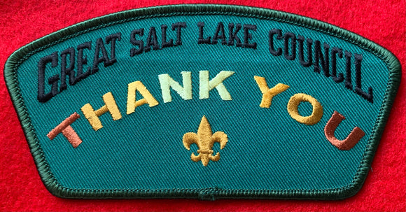 Great Salt Lake Council 'Thank You' Edition CSP SA-293. Green Background. Dark Green Border. Mint Condition.