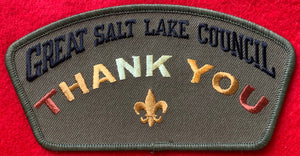 Great Salt Lake Council 'Thank You' Edition CSP SA-294. Olive Green Background. Olive Green Border. Mint Condition.