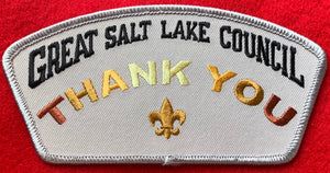 Great Salt Lake Council 'Thank You' Edition CSP SA-295. Silver/Off-White Background. Silver Border. Mint Condition.