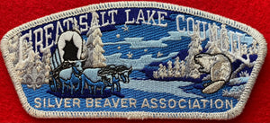 Great Salt Lake Council Silver Beaver Association Commerative CSP SA-64. Tall CSP. Silver Mylar Border with Silver Mylar Embroidered Details. Mint Condition.