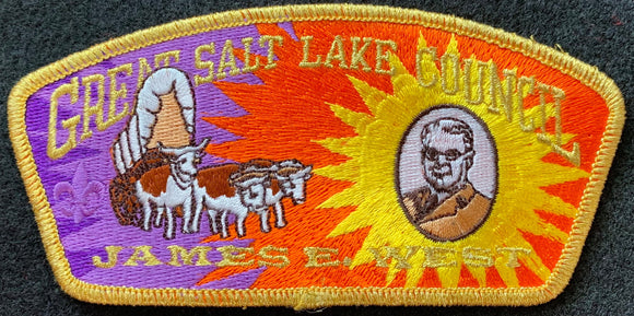 Great Salt Lake Council James E. West Tribute CSP SA-75. Gold Mylar Border and Lettering. Mint Condition.