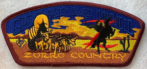 Great Salt Lake Council 'Zorro Country' Edition CSP SA-86. Council Name Ghosting. Embroidered Horse-Mounted Silhouetted Figure Detail. Mint Condition.