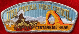 Utah National Parks Council Utah Centennial (1896-1996) Commerative Edition CSP SA-18. Silver Mylar Border. Mint Condition.