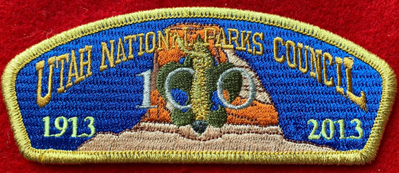 Utah National Parks Council Friends of Scouting (FOS) 100th Anniversary (1913-2013) Commerative Edition CSP SA-57. Gold Mylar Border. Mint Condition.