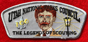 Utah National Parks Council 'The Legends of Scouting' Commerative Edition CSP TA-45. 'Thomas Seton(?)' Embroidered Detail. Silver Border. Mint Condition.