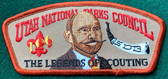 Utah National Parks Council 'The Legends of Scouting' Commerative Edition CSP TA-46. 'Daniel Carter Beard' Embroidered Detail. Burnt Orange Border. Mint Condition.