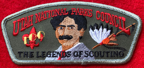 Utah National Parks Council 'The Legends of Scouting' Commerative Edition CSP TA-48. Olive Green Border. Mint Condition.