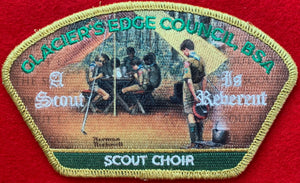 Glacier's Edge Council 2019 Scout Choir Commerative CSP PA-114. "A Scout is Reverent" Embroidered Detail. Mint Condition.