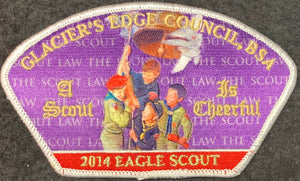 Glacier's Edge Council 2014 Eagle Scout Commerative CSP PA-54. "A Scout is Cheerful" Embroidered Detail. Mint Condition.