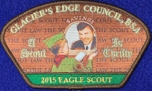 Glacier's Edge Council 2015 Eagle Scout Commerative CSP PA-68. "A Scout is Thrifty" Embroidered Detail. Mint Condition.