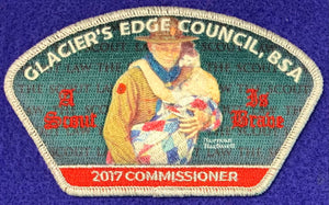 Glacier's Edge Council 2017 Commissioner Commerative CSP PA-81. "A Scout is Brave" Embroidered Detail. Mint Condition.