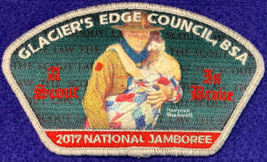 Glacier's Edge Council 2017 National Jamboree Commerative CSP PA-82. "A Scout is Brave" Embroidered Detail. Mint Condition.