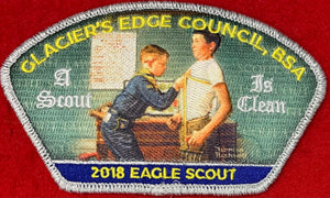 Glacier's Edge Council 2018 Eagle Scout Commerative CSP PA-91. "A Scout is Clean" Embroidered Detail. Mint Condition.