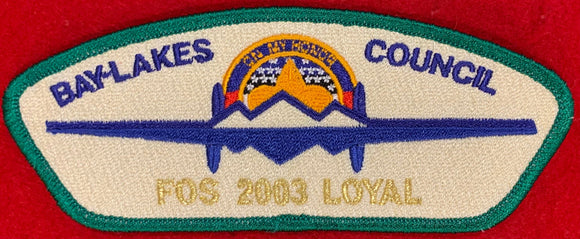 Bay Lakes 2003 Friends of Scouting (FOS); Loyal. CSP SA-9. Mint Condition.