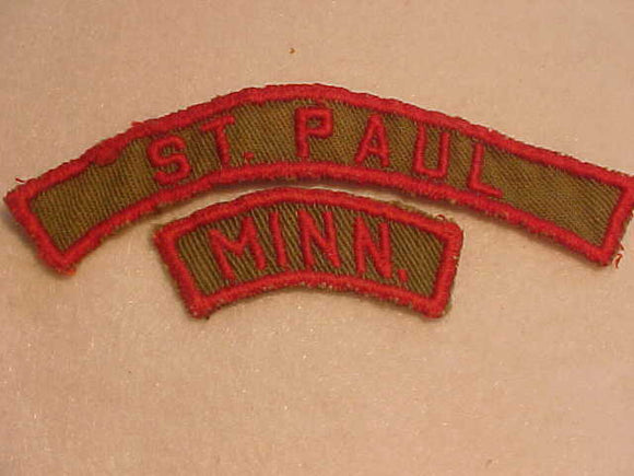 ST. PAUL  RED/TAN COMMUNITY STRIP + MINNESOTA STATE STRIP, 1929-45