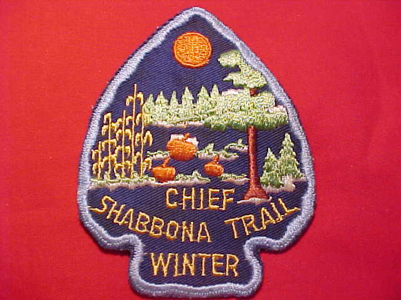 CHIEF SHABBONA TRAIL PATCH, WINTER, MINT FRONT-GLUE ON BACK