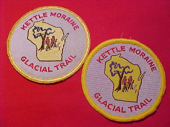 GLACIAL TRAIL KETTLE MORAINE PATCHES, WOVEN, 2 DIFFERENT, YELLOW BDR.