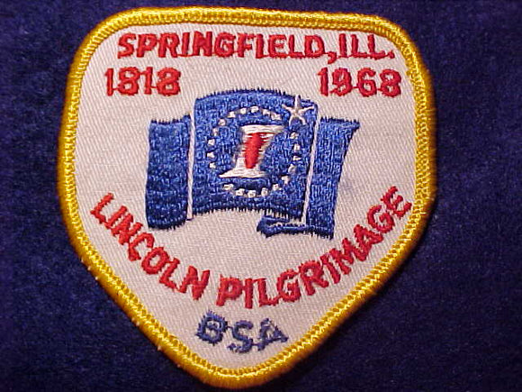LINCOLN PILGRIMAGE PATCH, 1968, SPRINGFIELD, ILLINOIS, MINT