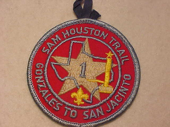 SAM HOUSTON TRAIL #1 PATCH, GONZALES TO SAN JACINTO, NAVY BUTTON LOOP