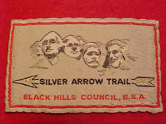 SILVER ARROW TRAIL PATCH, BLACK HILLS COUNCIL, WOVEN, USED