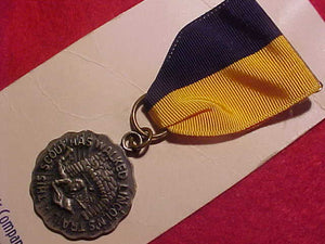LINCOLN TRAIL MEDAL, 1809-1959ON BACK "PRESENTED TO ______ BY INDIANA HISTORICAL SOCIETY, LINCOLN SESQUICENTENNIAL MINTON, MINT ON ORIG. CARD