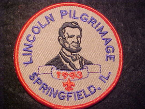 LINCOLN PILGRIMAGE PATCH, 1993, SPRINGFIELD, ILL.