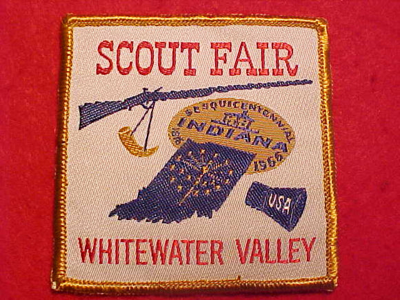 WHITEWATER VALLEY SCOUT FAIR PATCH, 1966, SESQUICENTENNIAL, WOVEN