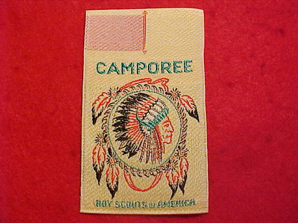 CAMPOREE PATCH, BOY SCOUTS OF AMERICA, GENERIC INDIAN HEAD DESIGN, WOVEN