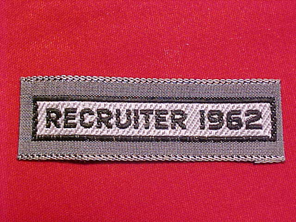 RECRUITER 1962 PATCH, BLACK/WHITE WOVEN