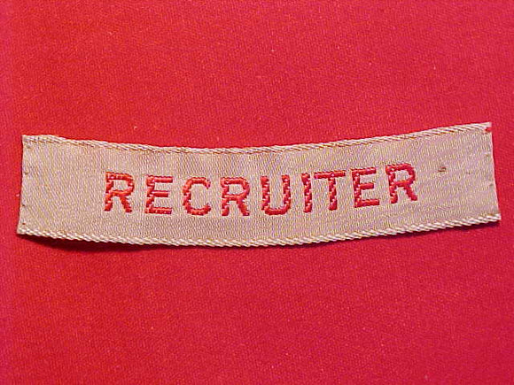 RECRUITER PATCH, RED/WHITE WOVEN