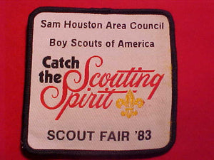 SAM HOUSTON AREA COUNCIL PATCH, 1983 SCOUT FAIR, WOVEN