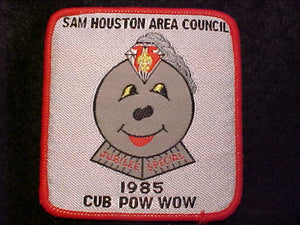 SAM HOUSTON AREA COUNCIL PATCH, 1985, CUB POW WOW, WOVEN