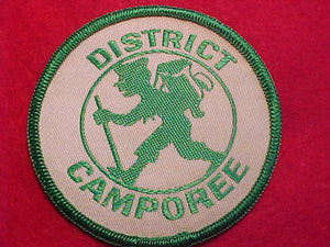 DISTRICT CAMPOREE PATCH, GREEN & WHITE, 3" ROUND, WOVEN