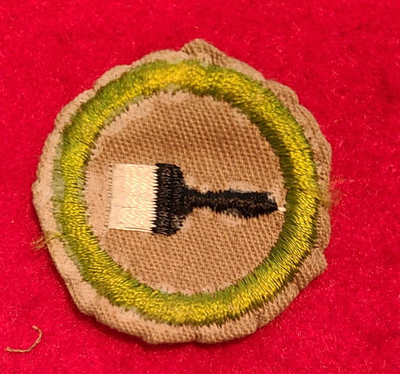 PAINTING MERIT BADGE, FINE TWILL, WWII ISSUE, USED