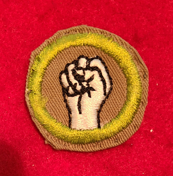 PHYSICAL DEVELOPMENT MERIT BADGE, FINE TWILL, WWII ISSUE, USED