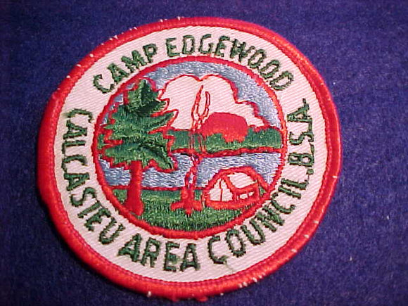 EDGEWOOD, CALCASIEU AREA COUNCIL, WHITE TWILL, RED ROLLED EDGE