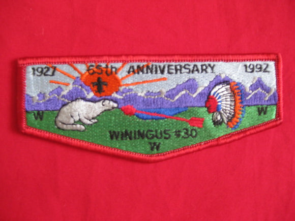 30 S11 Winingus, 65th Anniversary, 1927 - 1992, red border