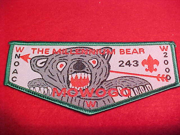 243 W1 Mowogo, The Millennium Bear, 2000 NOAC, GREEN BDR.